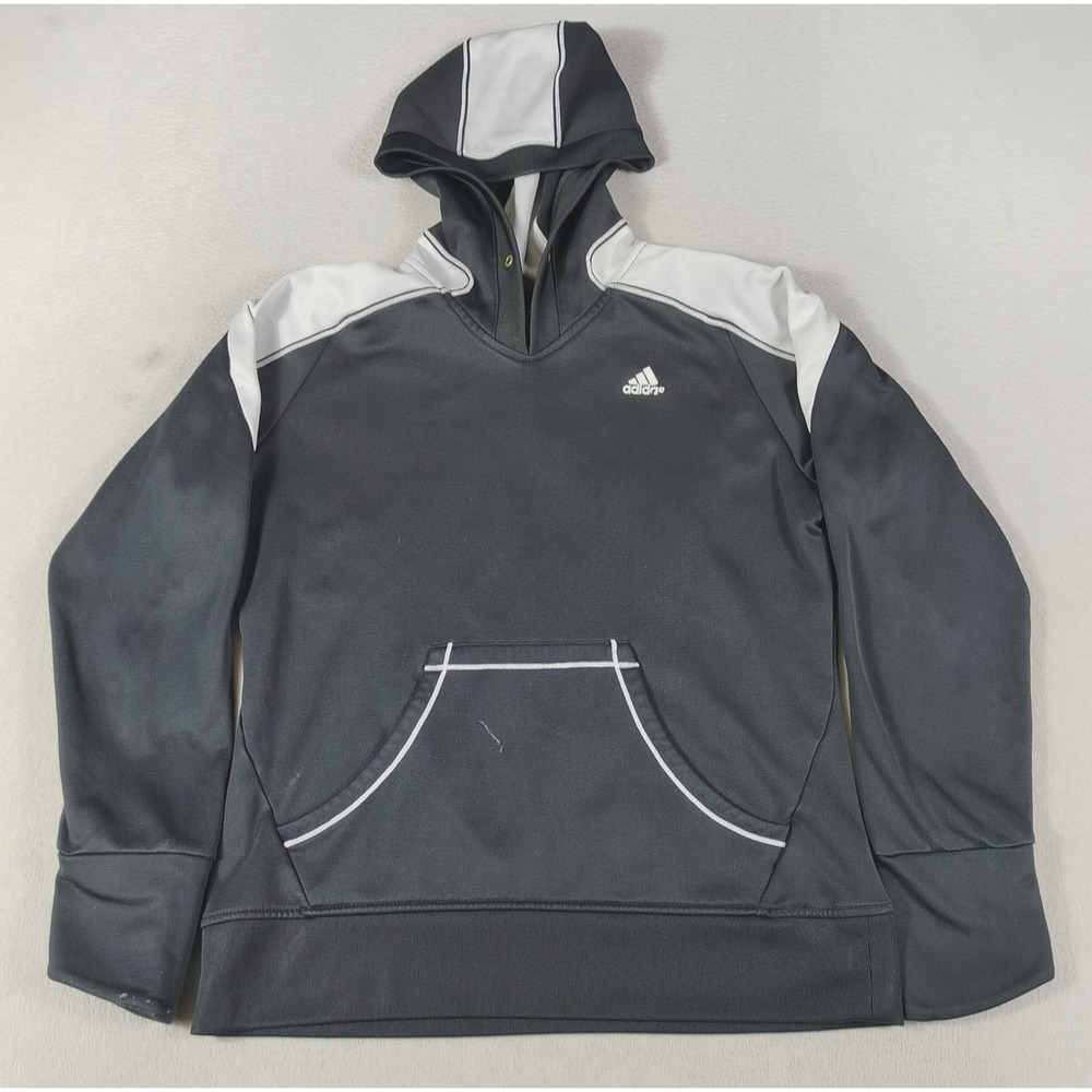Adidas Hoodie Sweatshirt Mens Black ClimaWarm Colorblock Fleece Activewear